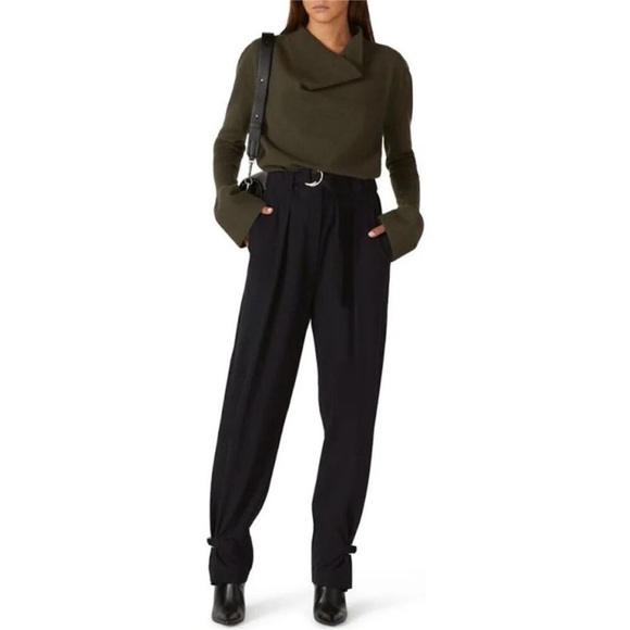 Phillip Lim Black Satin Track Trouser with Tapered Hem